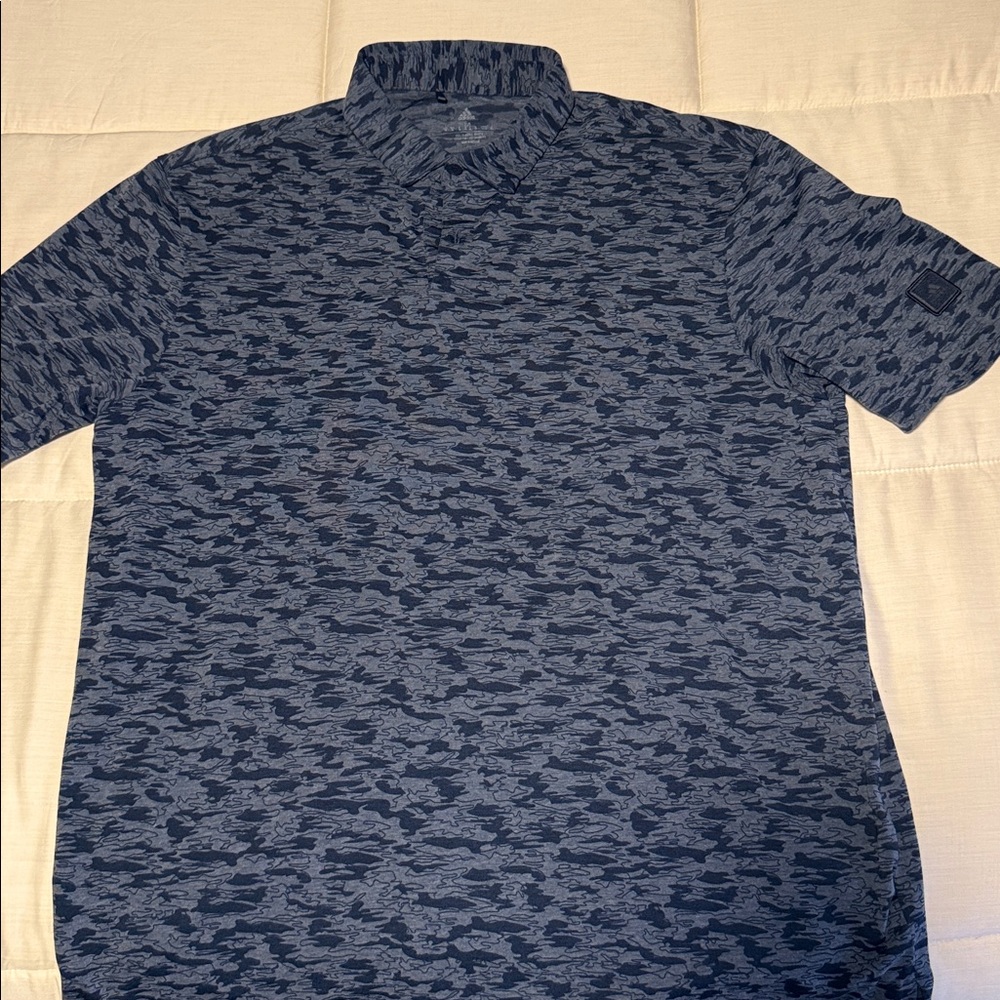 adidas Men's Navy Patterned Polo Shirt